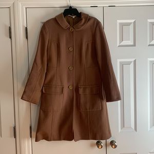 Max Studio - A-Line Light Coat - Camel Color Black Stitching Design - Size 12